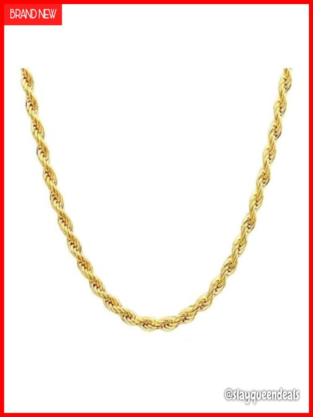 14K Solid Yellow Gold Twisted Rope Chain Necklace 4.3mm 18 inch